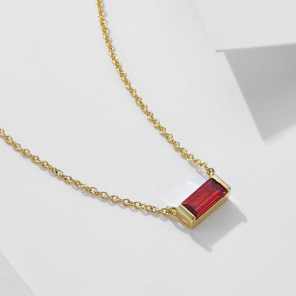 💎 925 Sterling Silver Twelve Birthstone Square Clavicle Chain Women's Simple - Daily Cozy Closet