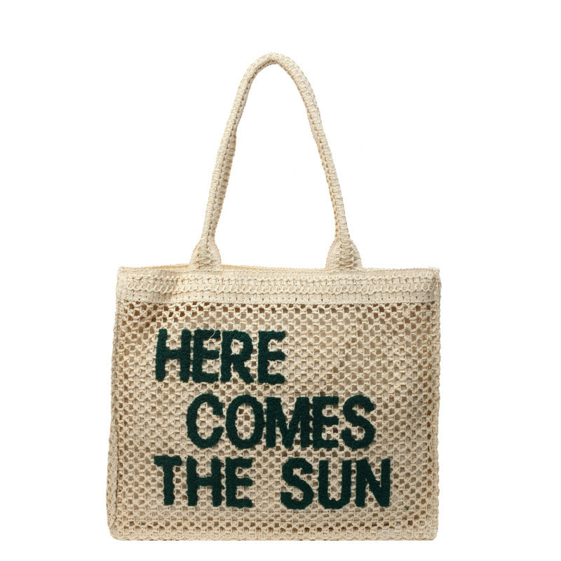 ๐ Breezy, Bold & Ready to Go โ Woven Hollow Straw Tote Shoulder Bag - Daily Cozy Closet