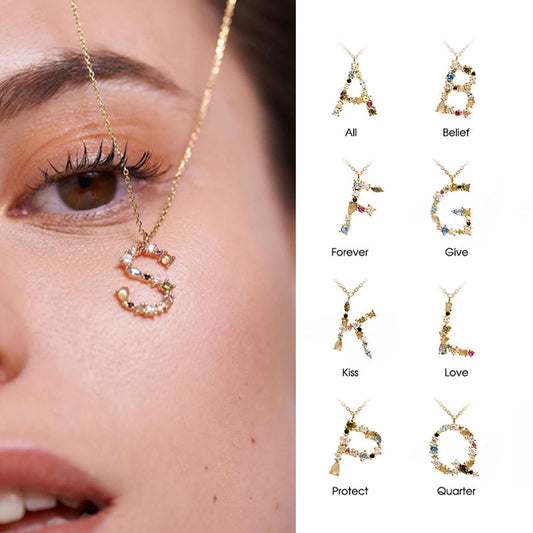 ✨ Shine Bright, Spell It Out – Colorful Crystal Letter Necklace in 925 Silver - Daily Cozy Closet