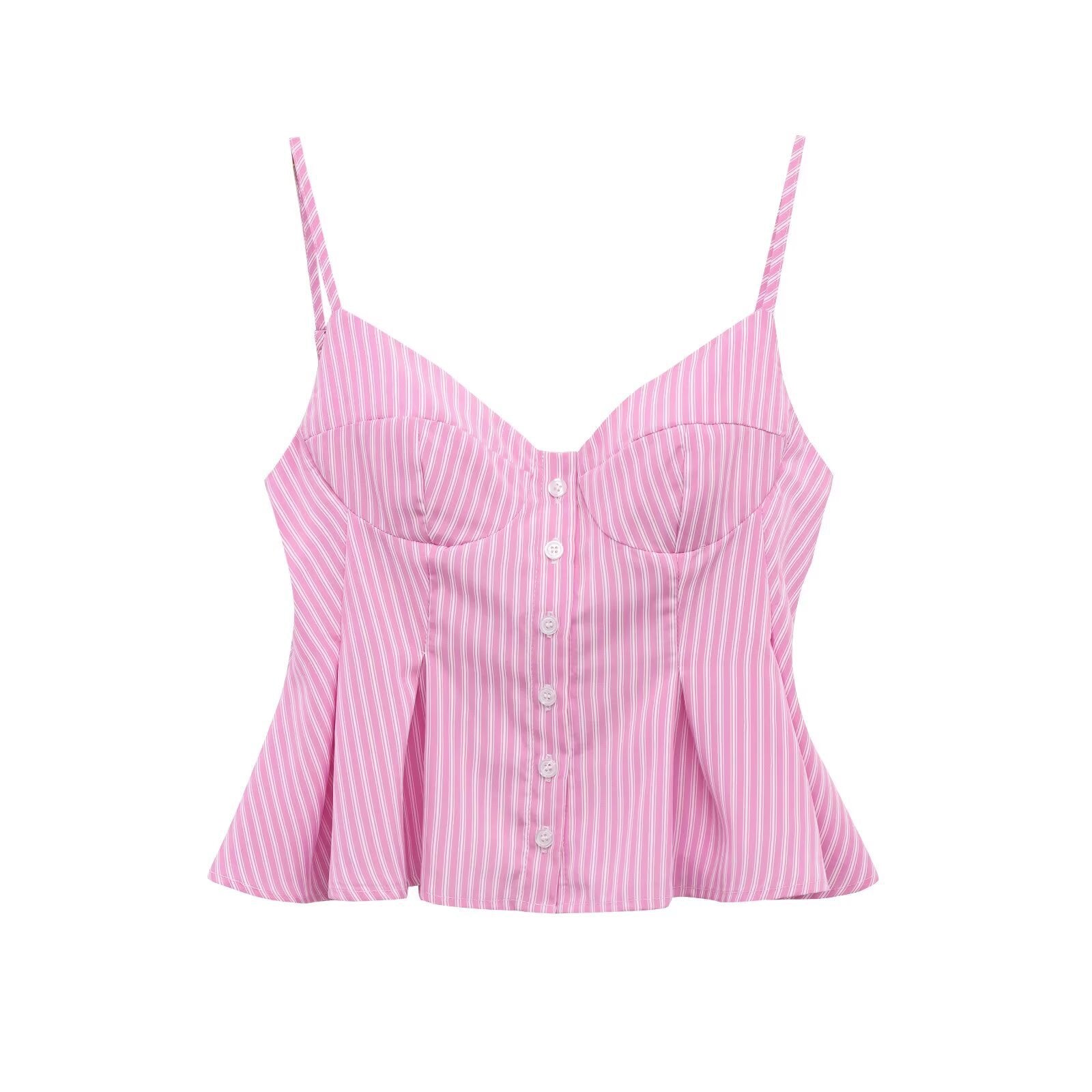 👚 Single-breasted Wide Pleated Skirt Hem Slim Short Women's Vest - Daily Cozy Closet