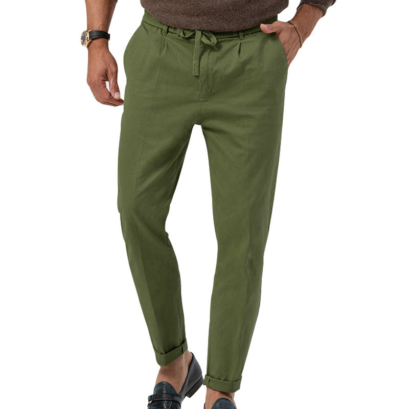 🧵 Effortless Meets Polished – Men’s Drawstring Straight-Leg Suit Pants