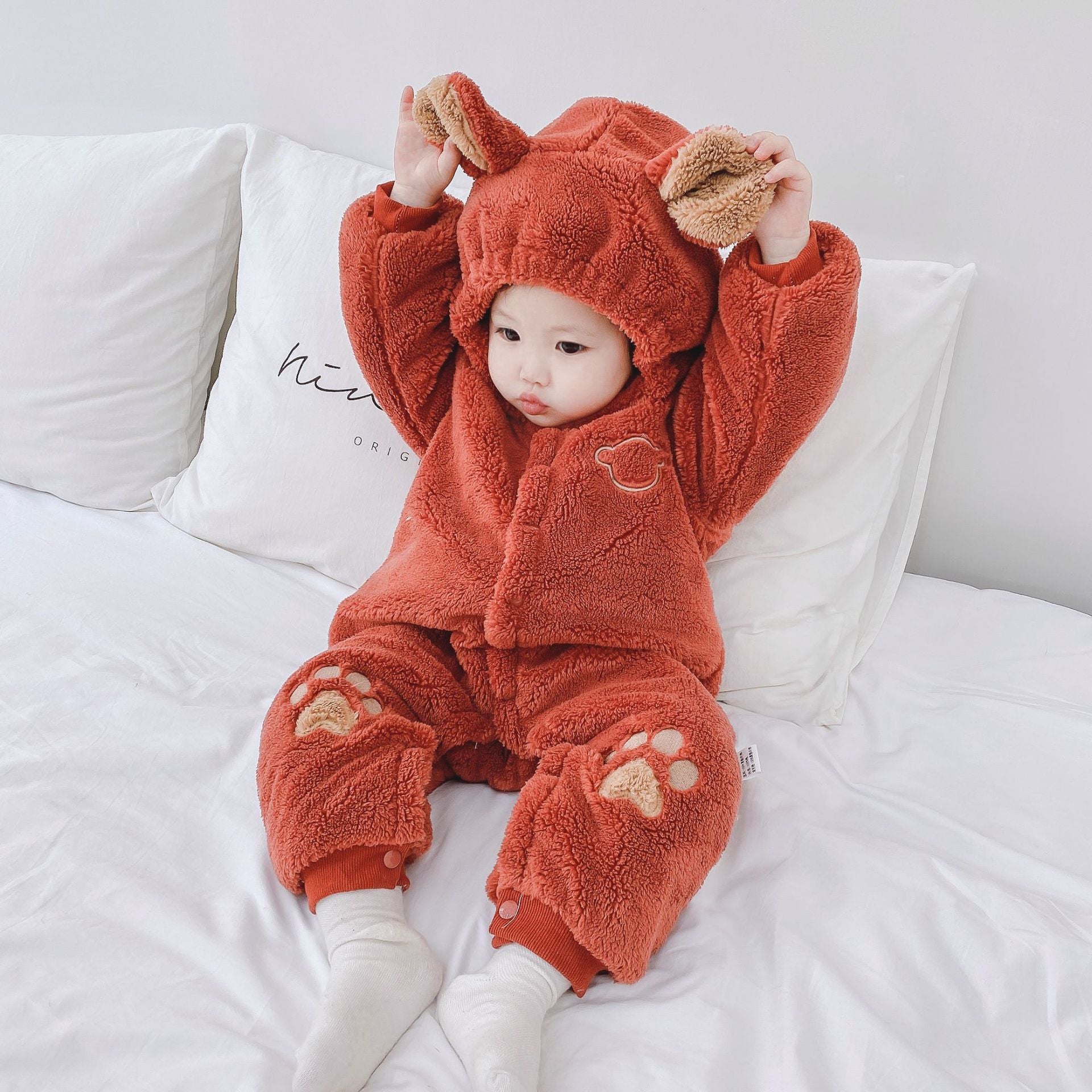 👶 Newborn Quilted Baby Romper – Cozy Rice Velvet Onesie - Daily Cozy Closet