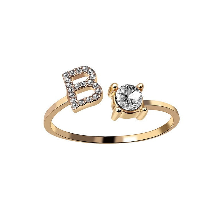 New Design Adjustable 26 Initial Letter Ring Fashion Jewelry For Women Simple Elegant Jewelry - Daily Cozy Closet