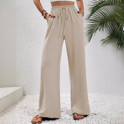 👖 Effortless Comfort – Women's Casual Drawstring Wide-Leg Pants - Daily Cozy Closet
