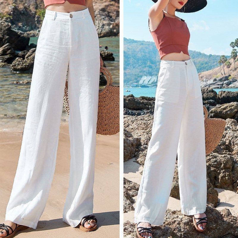 🌿 Effortless Elegance – Loose Cotton-Linen High-Waist Straight Pants - Daily Cozy Closet