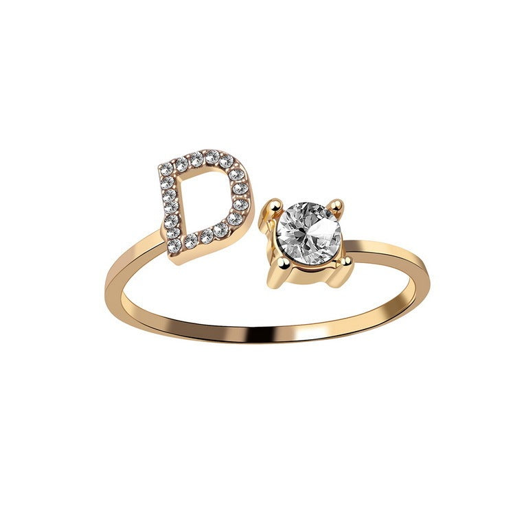 New Design Adjustable 26 Initial Letter Ring Fashion Jewelry For Women Simple Elegant Jewelry - Daily Cozy Closet