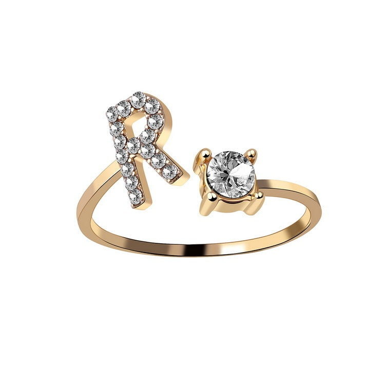 New Design Adjustable 26 Initial Letter Ring Fashion Jewelry For Women Simple Elegant Jewelry - Daily Cozy Closet