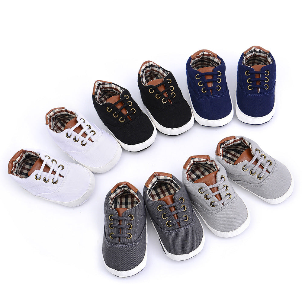 👶 Solid Color Baby Canvas Shoes – Soft Bottom Toddler Sneakers with Lace-Up Design - Daily Cozy Closet