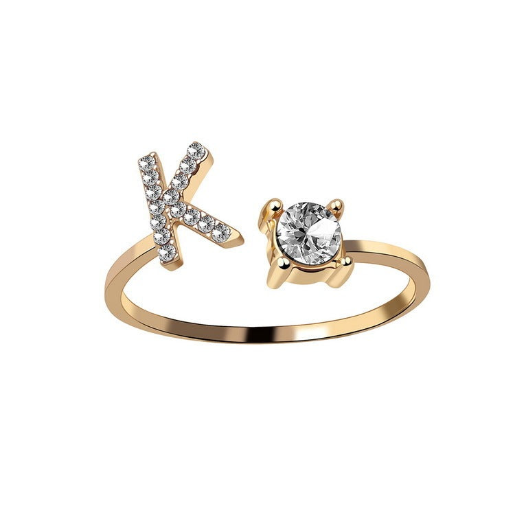 New Design Adjustable 26 Initial Letter Ring Fashion Jewelry For Women Simple Elegant Jewelry - Daily Cozy Closet
