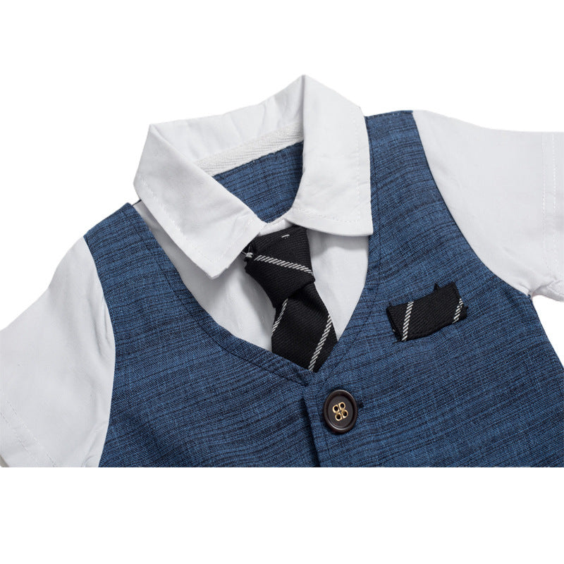 Summer New Baby Boy Jumpsuit Boys Gentleman Baby Children's Clothing - Daily Cozy Closet