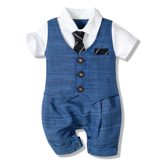 Summer New Baby Boy Jumpsuit Boys Gentleman Baby Children's Clothing - Daily Cozy Closet
