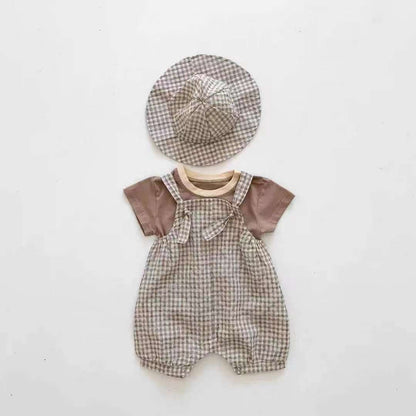 👶 Adorable & Breezy – Baby Checkered Three-Piece Sling Set for Summer - Daily Cozy Closet