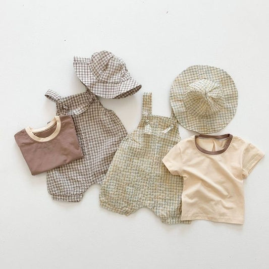 👶 Adorable & Breezy – Baby Checkered Three-Piece Sling Set for Summer - Daily Cozy Closet