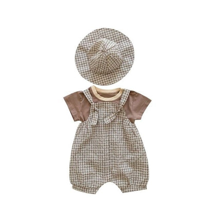 👶 Adorable & Breezy – Baby Checkered Three-Piece Sling Set for Summer - Daily Cozy Closet