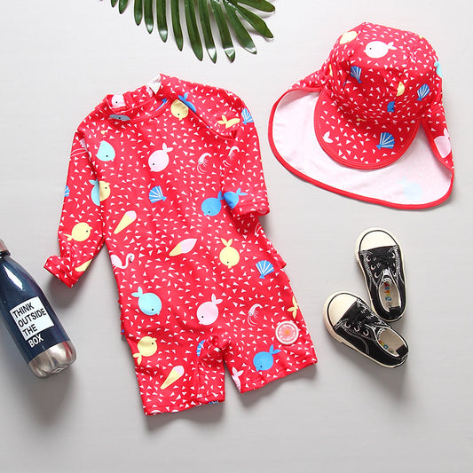 🦆 Cute, Covered & Beach-Ready – Baby Girl One-Piece Swimsuit - Daily Cozy Closet