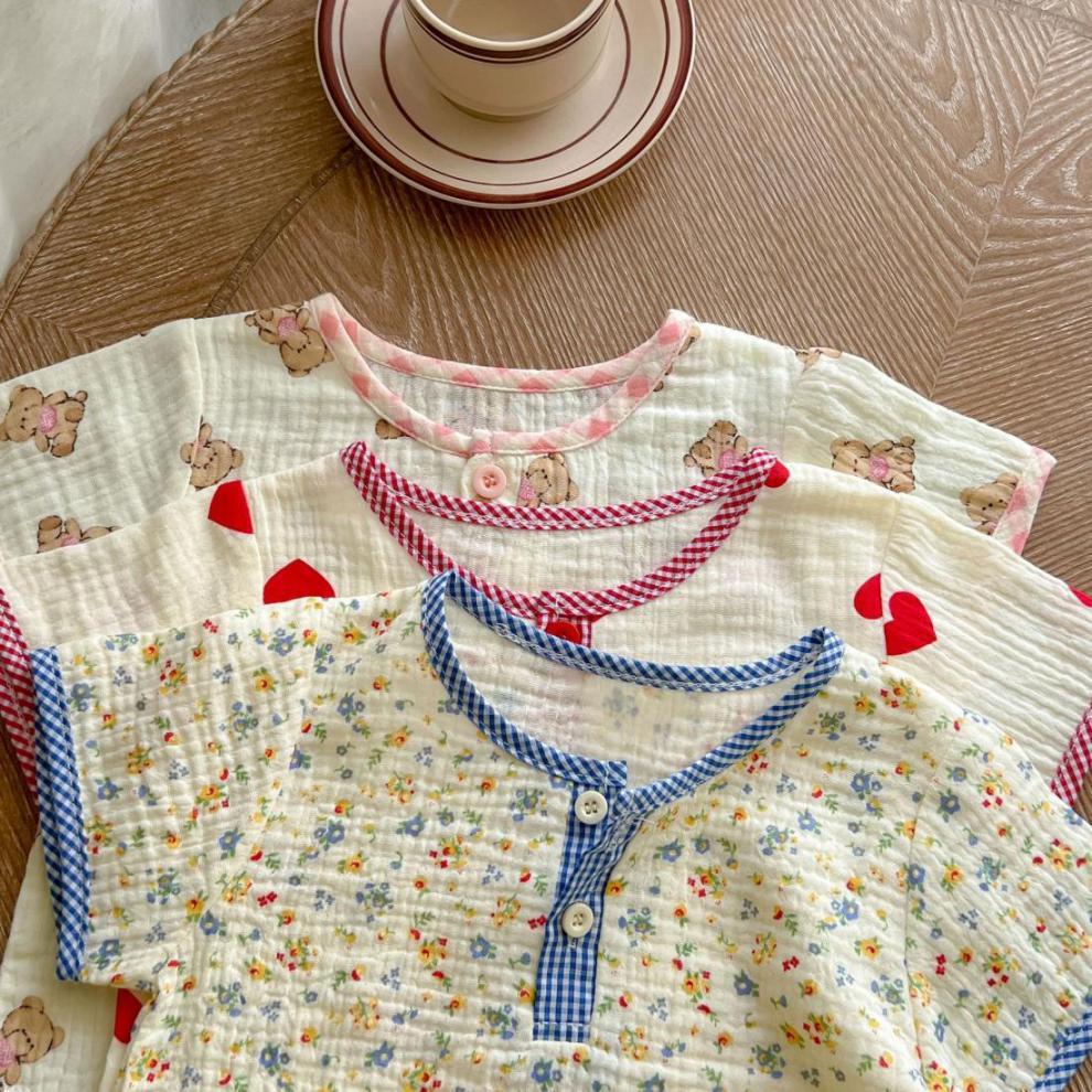 🍒 Soft, Sweet & Perfect for Play – Baby Girl Cotton Yarn Thin Suit (Top + Shorts Set) - Daily Cozy Closet