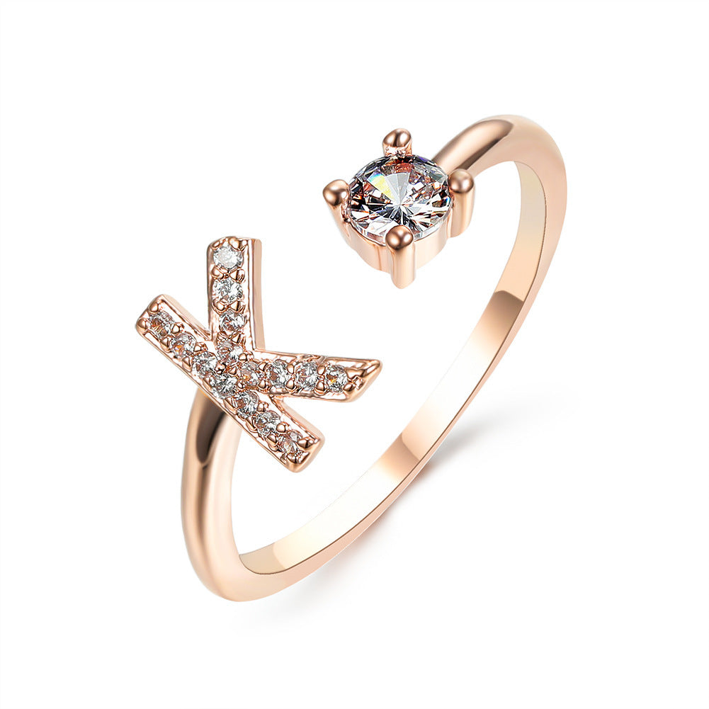 New Design Adjustable 26 Initial Letter Ring Fashion Jewelry For Women Simple Elegant Jewelry - Daily Cozy Closet