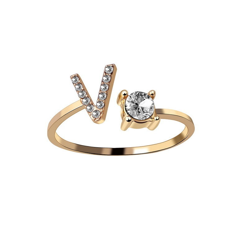 New Design Adjustable 26 Initial Letter Ring Fashion Jewelry For Women Simple Elegant Jewelry - Daily Cozy Closet
