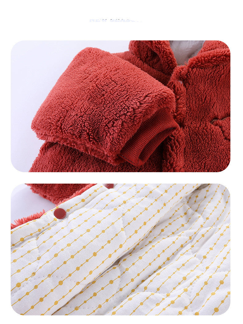 👶 Newborn Quilted Baby Romper – Cozy Rice Velvet Onesie - Daily Cozy Closet
