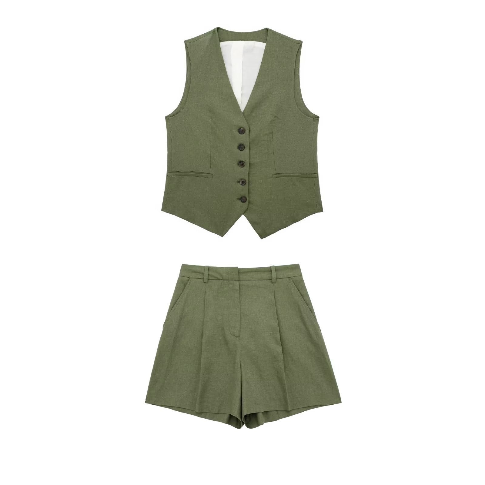 🌿  Summer-Ready – Women’s Linen Blend Sleeveless Top & Shorts Set - Daily Cozy Closet