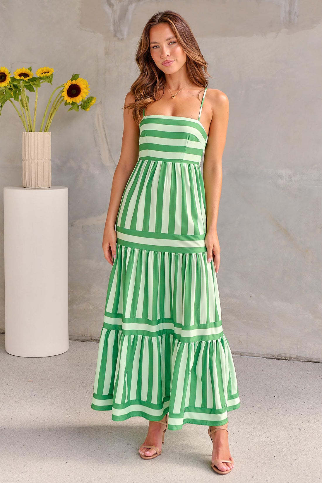 Summer Striped Printed Suspender Long Dress With Pockets Fashion Square Neck Backless Dresses For Beach Vacation Women Clothing - Daily Cozy Closet