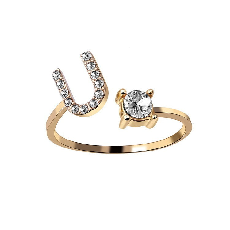 New Design Adjustable 26 Initial Letter Ring Fashion Jewelry For Women Simple Elegant Jewelry - Daily Cozy Closet