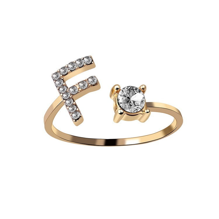 New Design Adjustable 26 Initial Letter Ring Fashion Jewelry For Women Simple Elegant Jewelry - Daily Cozy Closet