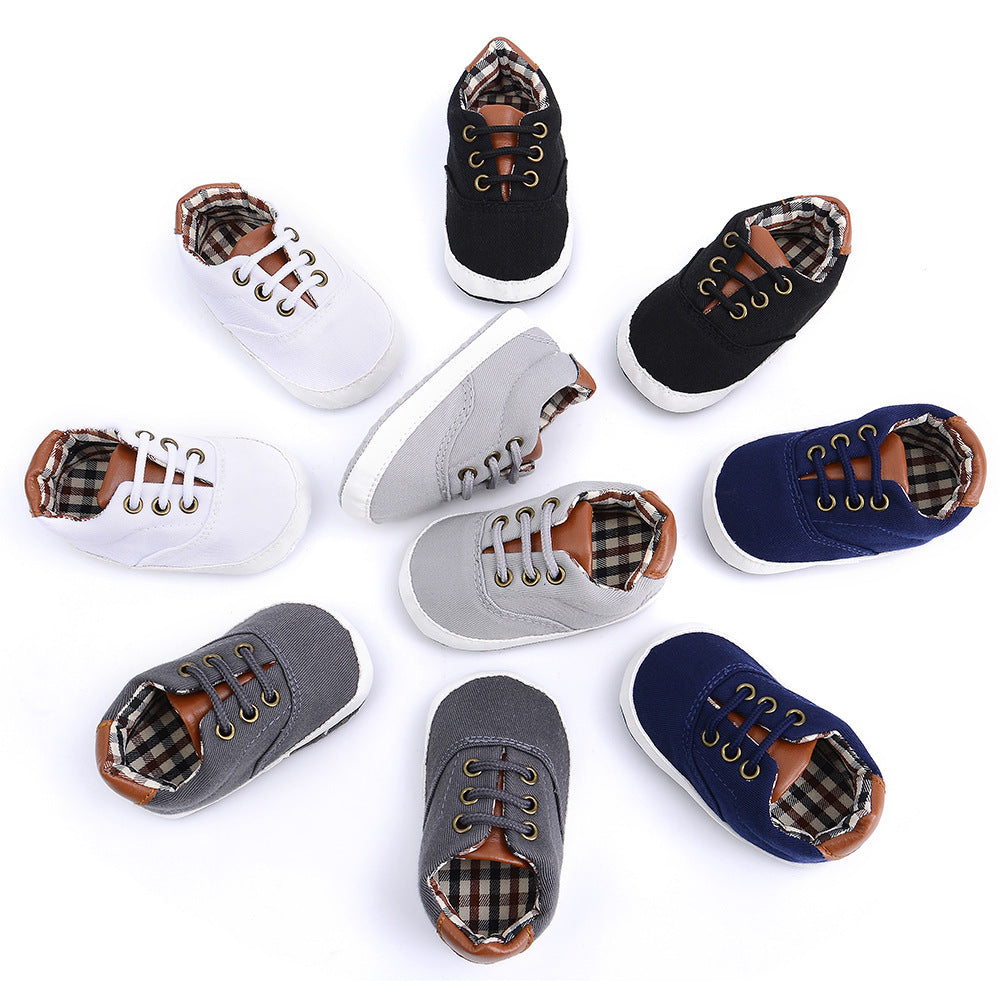 👶 Solid Color Baby Canvas Shoes – Soft Bottom Toddler Sneakers with Lace-Up Design - Daily Cozy Closet