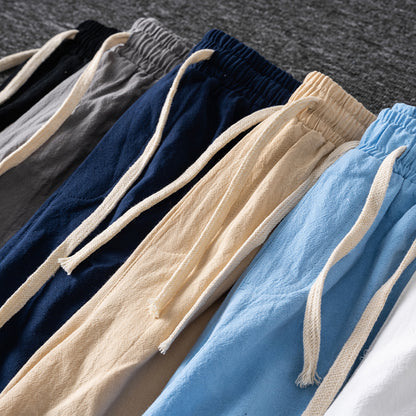 ☀️ Cotton Line Shorts for Men – Summer Elastic Waist Casual Comfort - Daily Cozy Closet