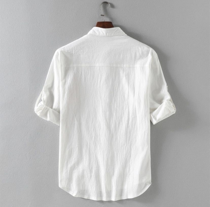 🌿 Effortless Style – Men's Linen Stand Collar Loose Shirt - Daily Cozy Closet