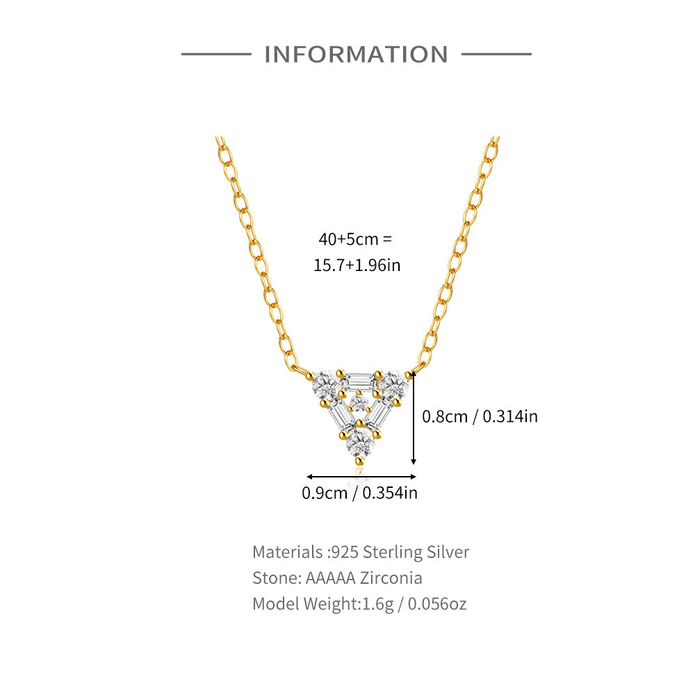 💎 S925 Sterling Silver Personalized Triangle Diamond Short Necklace For Ladies - Daily Cozy Closet