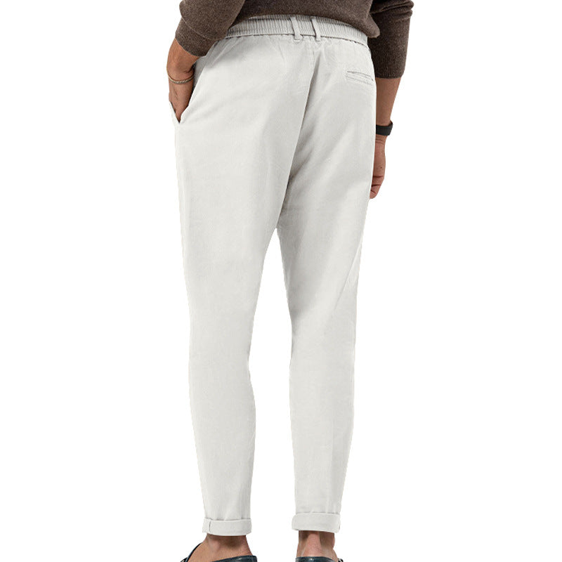 🧵 Effortless Meets Polished – Men’s Drawstring Straight-Leg Suit Pants