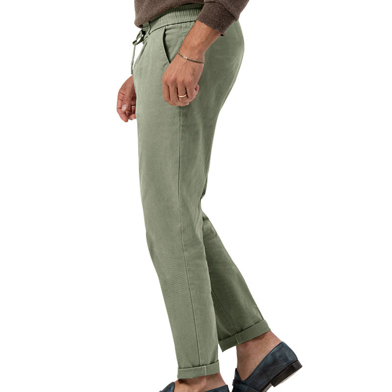 🧵 Effortless Meets Polished – Men’s Drawstring Straight-Leg Suit Pants