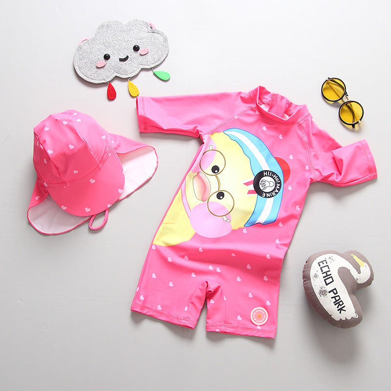 🦆 Cute, Covered & Beach-Ready – Baby Girl One-Piece Swimsuit - Daily Cozy Closet
