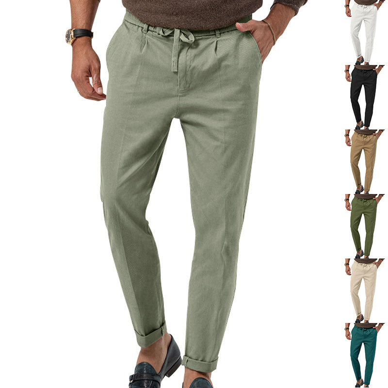 🧵 Effortless Meets Polished – Men’s Drawstring Straight-Leg Suit Pants