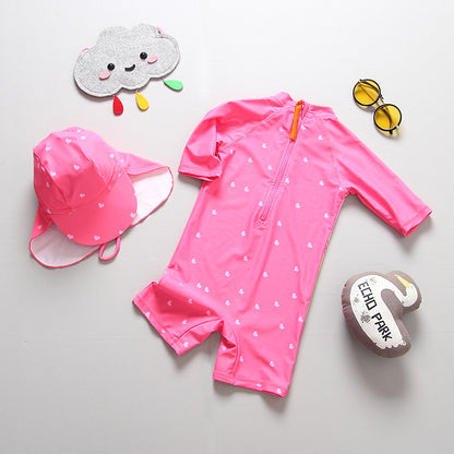 🦆 Cute, Covered & Beach-Ready – Baby Girl One-Piece Swimsuit - Daily Cozy Closet