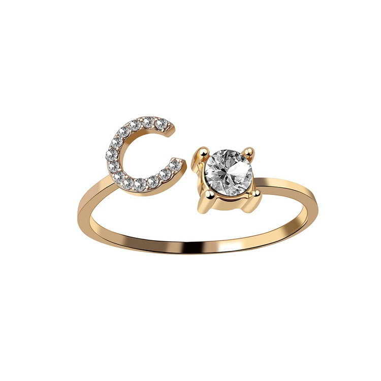 New Design Adjustable 26 Initial Letter Ring Fashion Jewelry For Women Simple Elegant Jewelry - Daily Cozy Closet