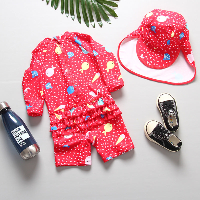 🦆 Cute, Covered & Beach-Ready – Baby Girl One-Piece Swimsuit - Daily Cozy Closet