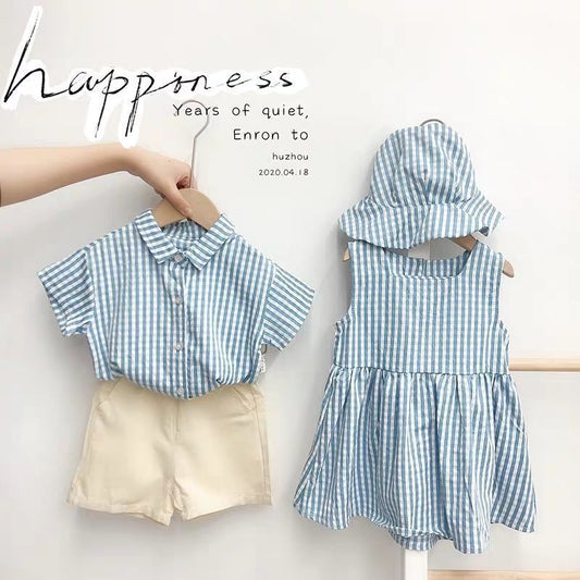 👶 Summer-Ready Sweetness – Baby Plaid Shirt & Dress Set - Daily Cozy Closet