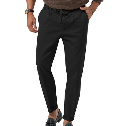 🧵 Effortless Meets Polished – Men’s Drawstring Straight-Leg Suit Pants