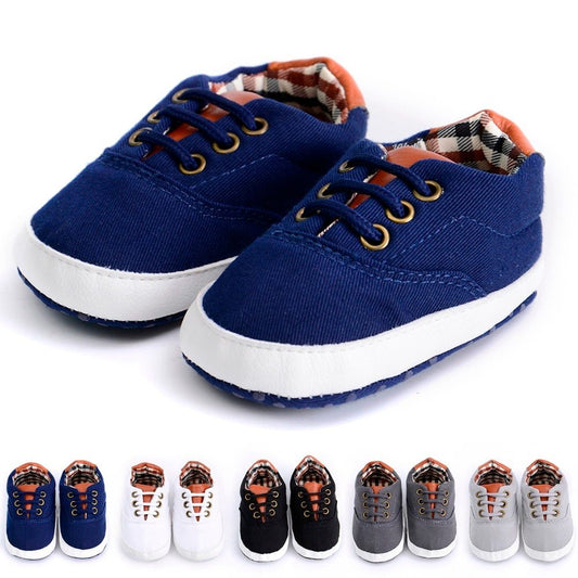 👶 Solid Color Baby Canvas Shoes – Soft Bottom Toddler Sneakers with Lace-Up Design - Daily Cozy Closet