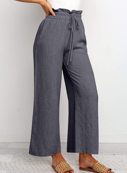 🌿 Effortless Comfort – Elastic Waist Cotton & Linen Cropped Harem Pants - Daily Cozy Closet