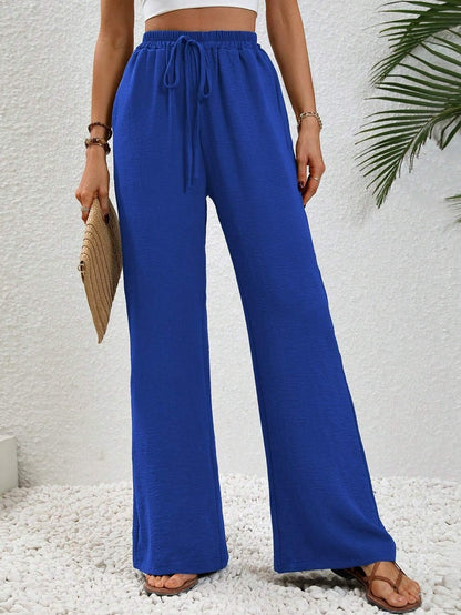 👖 Effortless Comfort – Women's Casual Drawstring Wide-Leg Pants - Daily Cozy Closet
