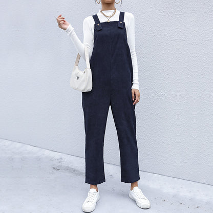 🍂 Cozy & Effortless – Women’s Autumn Corduroy Suspender Pants - Daily Cozy Closet