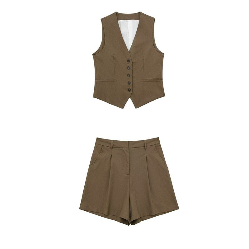 🌿  Summer-Ready – Women’s Linen Blend Sleeveless Top & Shorts Set - Daily Cozy Closet