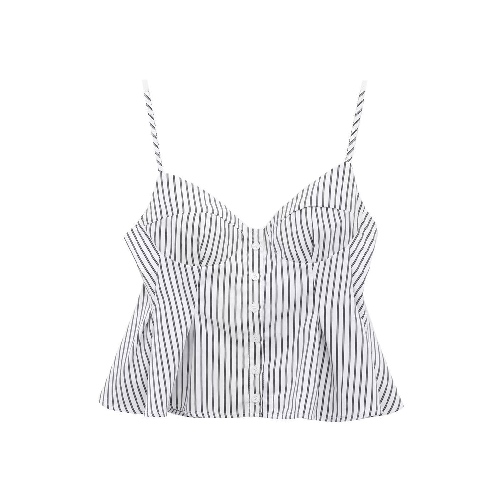 👚 Single-breasted Wide Pleated Skirt Hem Slim Short Women's Vest - Daily Cozy Closet