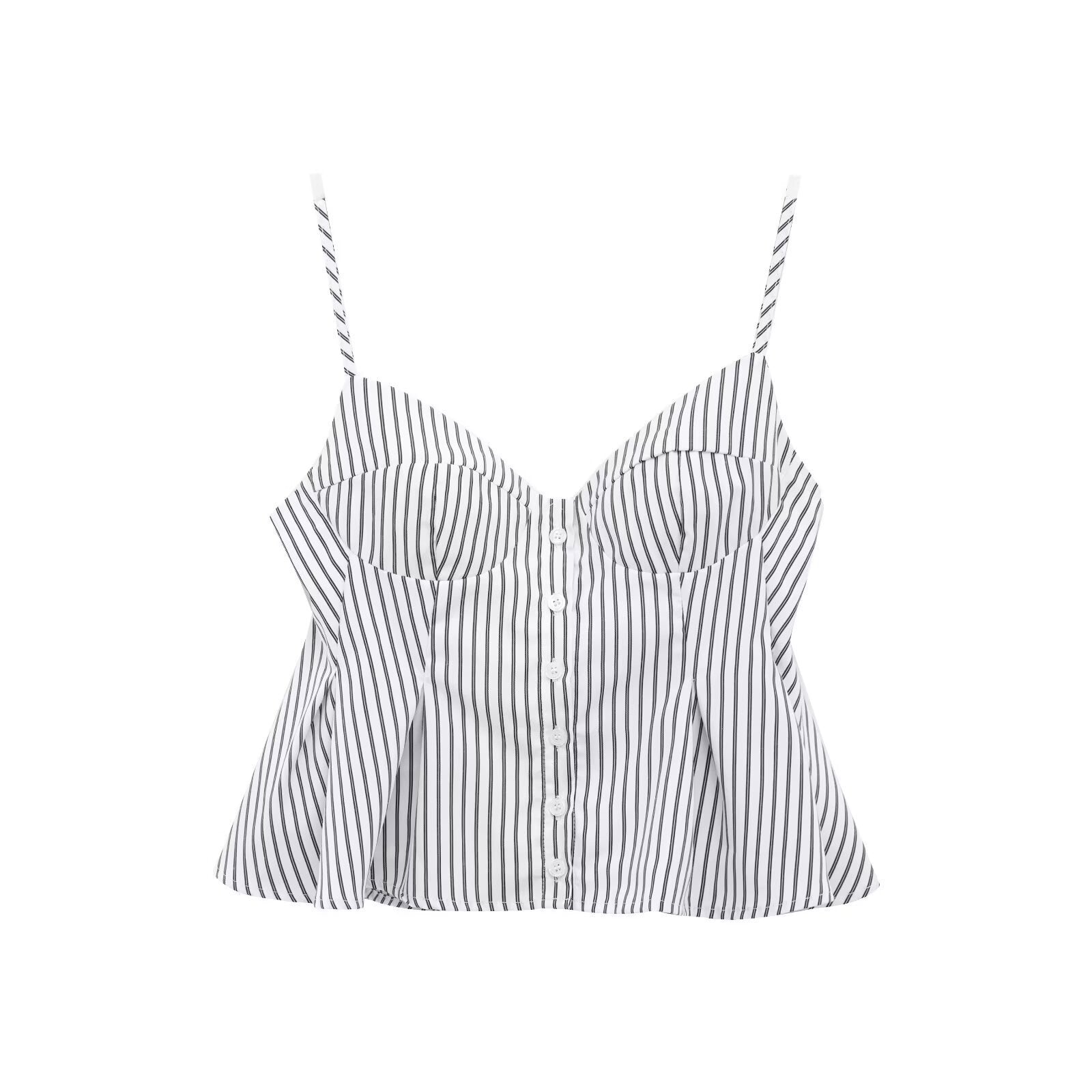👚 Single-breasted Wide Pleated Skirt Hem Slim Short Women's Vest - Daily Cozy Closet