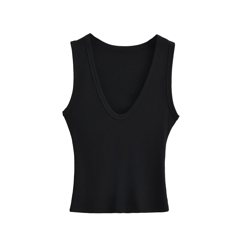 👚 Women's Deep U-neck Vest Short Top - Daily Cozy Closet