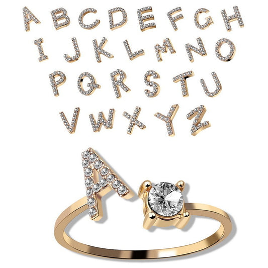 New Design Adjustable 26 Initial Letter Ring Fashion Jewelry For Women Simple Elegant Jewelry - Daily Cozy Closet