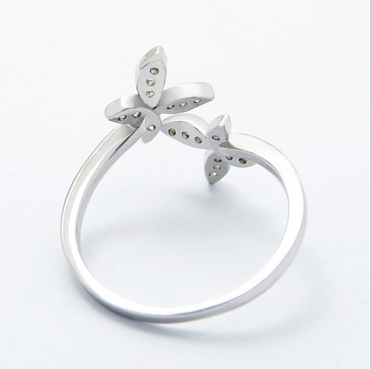 🦋 Sterling Silver Adjustable Butterfly Ring – Gem-Set Elegant Women’s Jewelry - Daily Cozy Closet